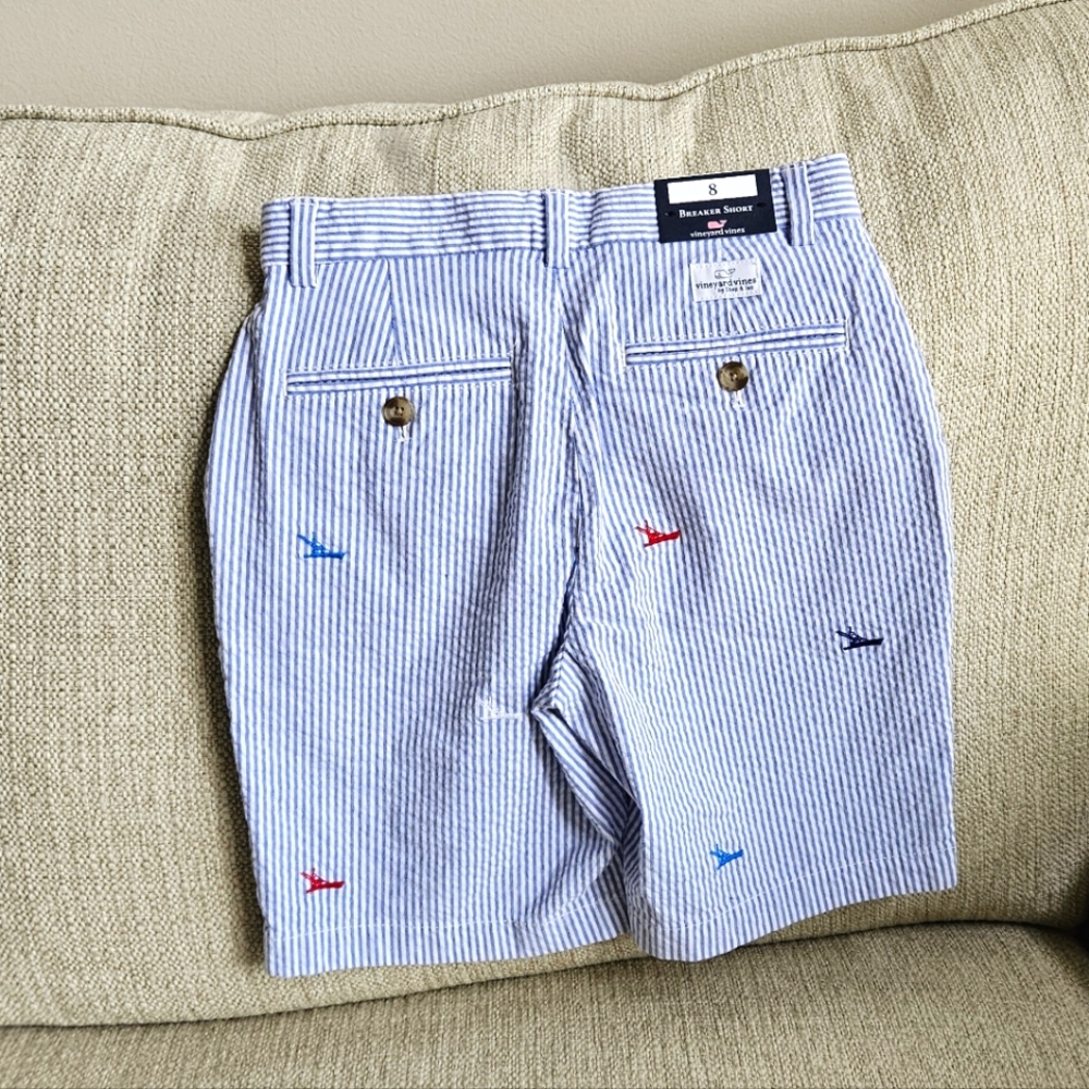 NEW Vineyard Vines Blue and White Striped Kids Shorts - Picture 3 of 12